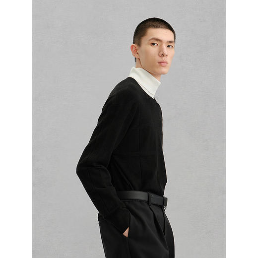 GXG男装黑色低领毛衣男士通勤打底衫 24年冬G24X204045 商品图2