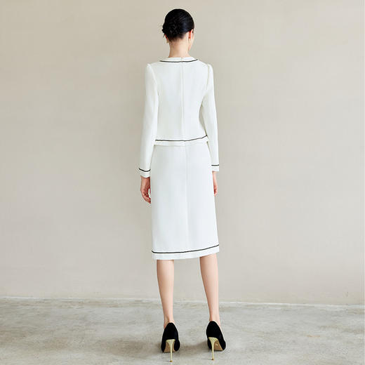 IWY/法式气质连衣裙女小香风套装新款高级感镶边小V领假两件西服裙Q1289 商品图4
