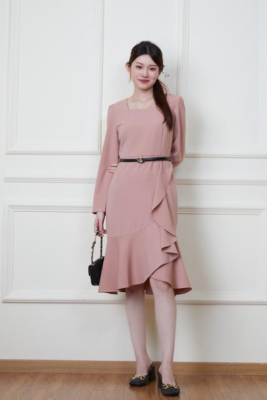 Le Malene 粉色收腰荷叶边连衣裙 19923 商品图5