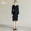 AD小香风连衣裙女气质开叉包臀裙2025新款黑色编织肌理感西服裙子 商品缩略图1