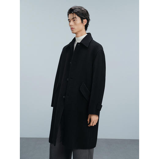 GXG男装 黑色全羊毛通勤长款大衣 24冬热卖G24X264001 商品图2