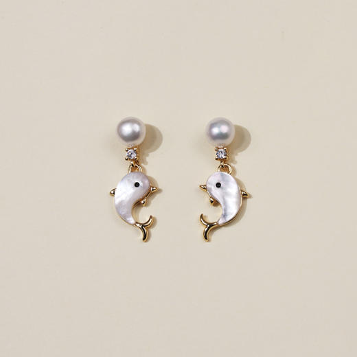 小海豚珍珠耳坠 商品图1