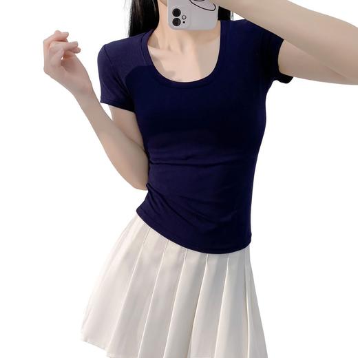 「仅29.9！6色可选」2025夏季圆领T恤 女棉ins修身短袖休闲运动内搭外穿上衣 商品图4