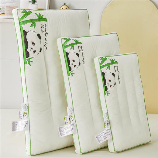 自然醒全棉熊猫亲子枕头低枕护颈椎助睡眠全棉儿童学生枕芯成人家用矮枕一对装护颈枕XK 商品图1