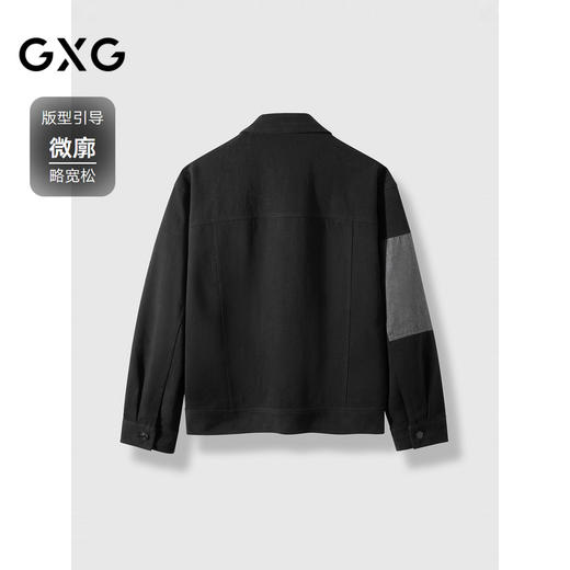 GXG男装 黑灰水洗拼接宽松长袖牛仔外套   秋季热卖#G24DE83009 商品图1