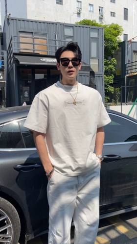 T2796夏季高级感新款潮牌刺绣印花字母圆领短袖T恤阔版百搭潮流上衣