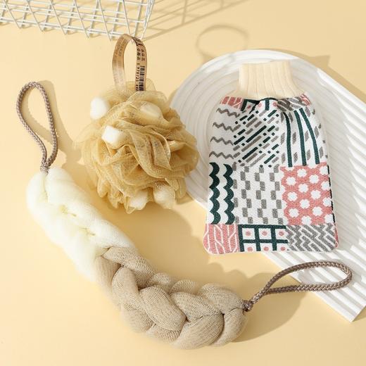 「三件套」花王澡巾组合浴花拉背条加厚加大家庭装居家日用搓澡搓泥搓灰 商品图2