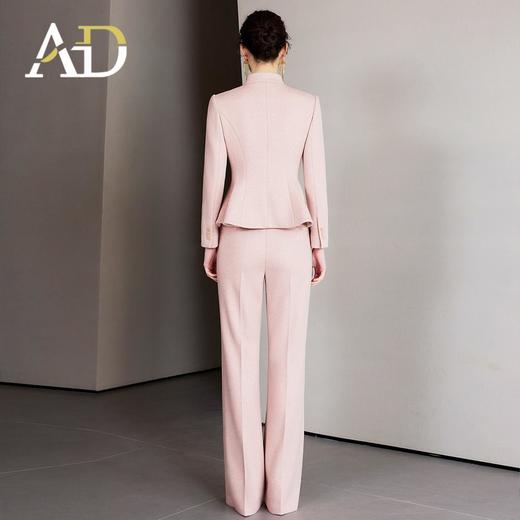 AD春季职业装气质女神范西装套装女高端粉色羊毛呢子西服两件套裤 商品图4