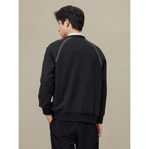 GXG男装  秋冬热卖GXG男士内里拉毛简约时尚明线设计圆领卫衣男 商品图4