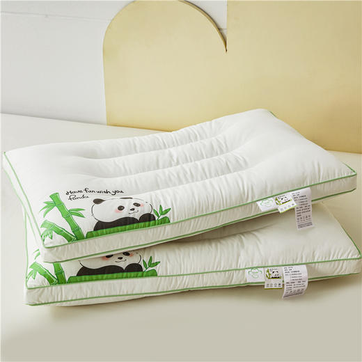 自然醒全棉熊猫亲子枕头低枕护颈椎助睡眠全棉儿童学生枕芯成人家用矮枕一对装护颈枕XK 商品图5