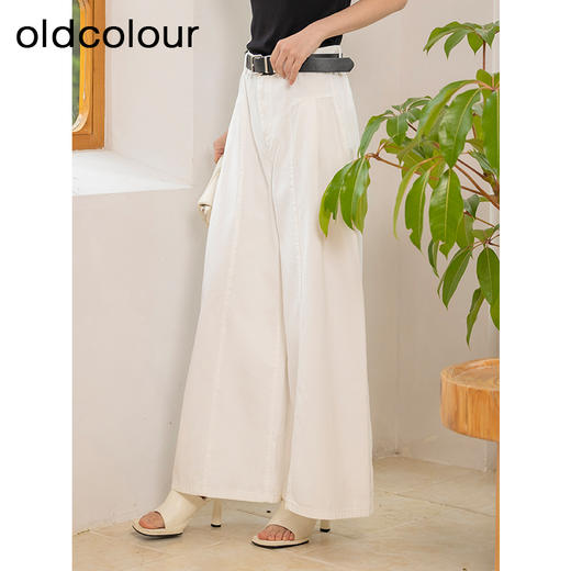 oldcolour夏季新款白色简约气质百搭阔腿宽松牛仔裤女Q211102A1 商品图1