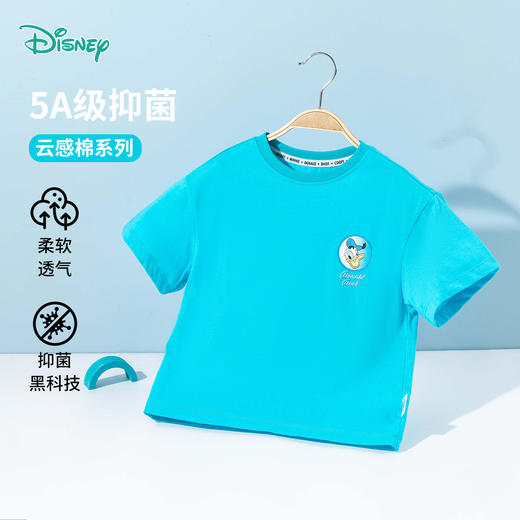 【5A抑菌】迪士尼25夏季新款男童纯棉短袖T恤清新印花透气休闲百搭上衣* 商品图3