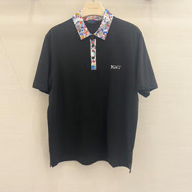 KITON 男士字母徽标短袖polo衫 黑色 UMM053002002