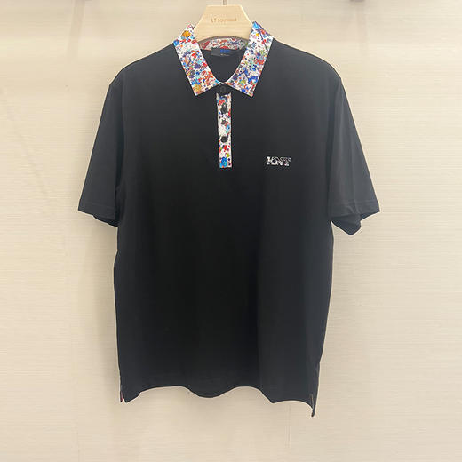 KITON 男士字母徽标短袖polo衫 黑色 UMM053002002 商品图0