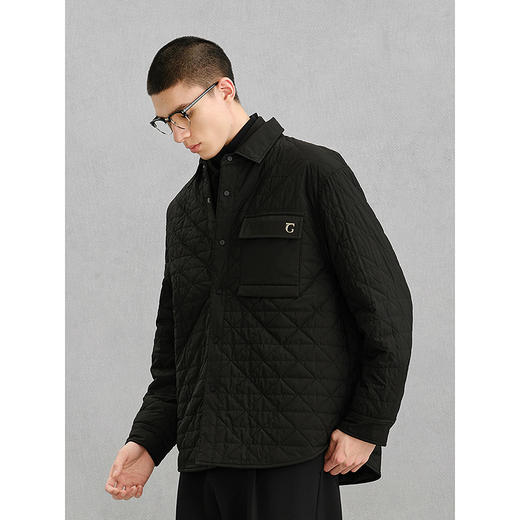 GXG男装 绗缝衬衫式加厚夹克通勤外套 24年冬G24X214103 商品图3