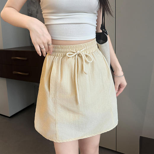 【灰色工装短裙】夏薄款新款 美式高腰a字半身裙 抽绳速干运动裙  商品图7