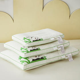 自然醒全棉熊猫亲子枕头低枕护颈椎助睡眠全棉儿童学生枕芯成人家用矮枕一对装护颈枕XK