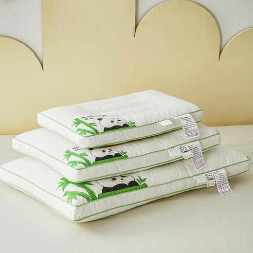 自然醒全棉熊猫亲子枕头低枕护颈椎助睡眠全棉儿童学生枕芯成人家用矮枕一对装护颈枕XK 商品图0