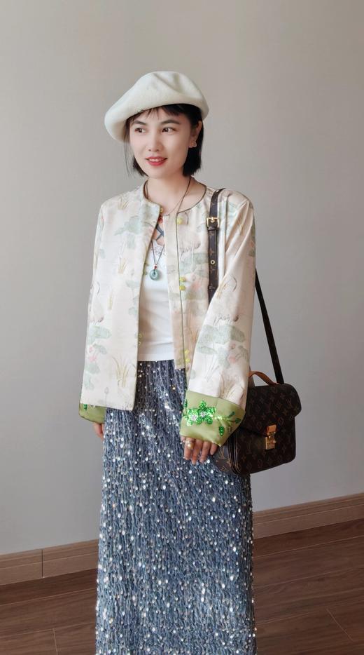 春新品原创重工串珠刺绣提花江南画艺外套 商品图3