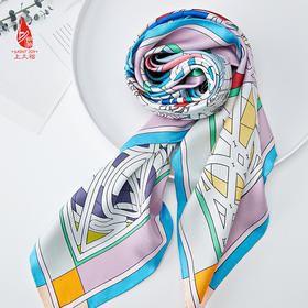 SAINTJOY/上久楷真丝方巾 印花真丝方巾 欢乐颂FJS24027