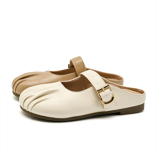 西遇玛丽珍包头半拖鞋女新款春夏法式圆头穆勒鞋一脚蹬平底鞋V0656452 商品图4
