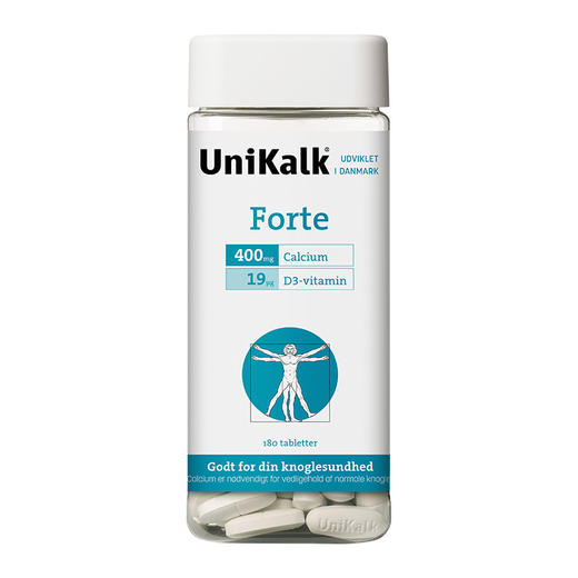[丹麦]新Unikalk佑咔克成人特优钙片180粒. NEW!Unikalk Forte 180stk. 商品图0