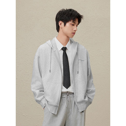 GXG男装 2024年秋冬热卖GXG潮流撞色印花休闲拉链连帽卫衣男上衣时尚卫衣 商品图4