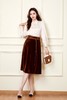 Le Malene 棕色中长款丝绒腰带半裙 19907 商品缩略图2