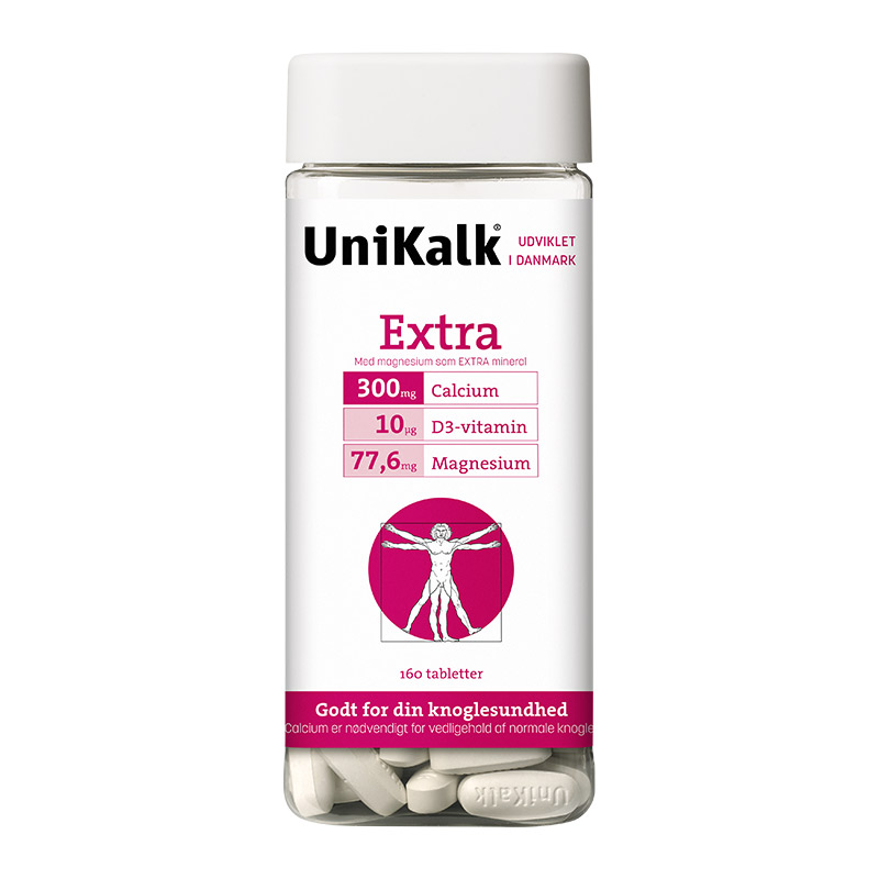 [丹麦]新包装!Unikalk佑咔克成人加强型钙片160粒.