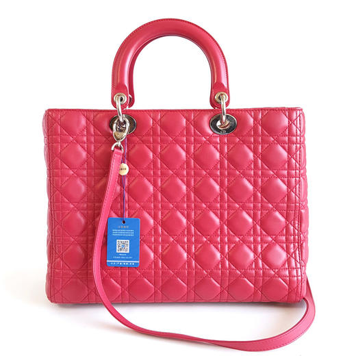 【95新】Dior迪奥Lady Dior手袋玫红色银扣七格戴妃包手提单肩包女士现售价：5500！050325AI25 商品图3