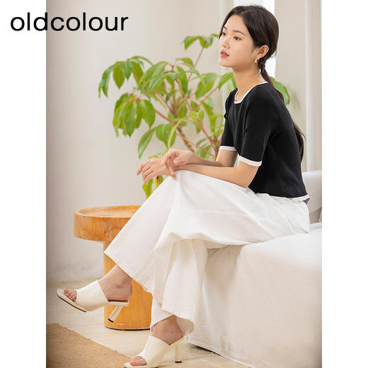oldcolour夏季新款白色简约气质百搭阔腿宽松牛仔裤女Q211102A1 商品图3
