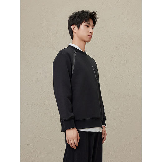 GXG男装  秋冬热卖GXG男士内里拉毛简约时尚明线设计圆领卫衣男 商品图2