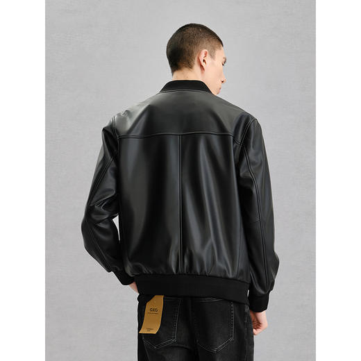 GXG男装 棒球领真皮皮衣夹克男外套24冬季热卖G24X124003 商品图3