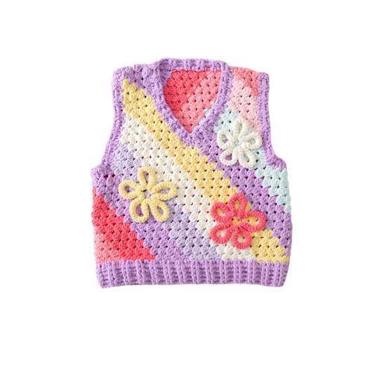 苏苏姐家彩虹花朵马甲手工diy编织钩针毛线团自制亲子材料包 商品图4