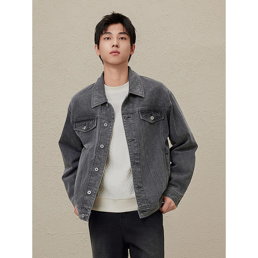 GXG男装 2024年秋季热卖GXG牛仔夹克男潮流宽松牛仔外套休闲夹克男 商品图3