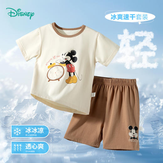 【米奇印花冰感套装】迪士尼25夏季新款凉感短袖T恤宽松透气短裤套装ZD2ET026 商品图9