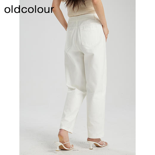 oldcolour夏季新款白色简约高腰百搭宽松直筒牛仔裤女Q211103A1 商品图4