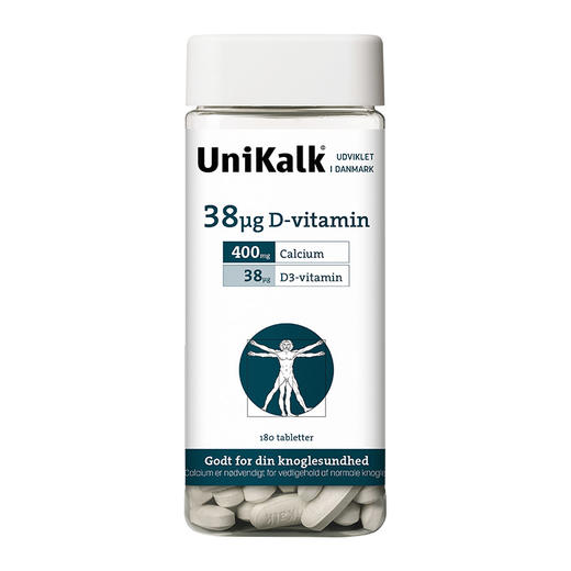 [丹麦]新Unikalk佑咔克成人超级钙片180粒. NEW!Unikalk Mega 180stk. 商品图0