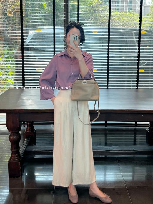 巴黎漫步 | 立裁灯笼袖精致通勤衬衫 茄子紫 商品图1