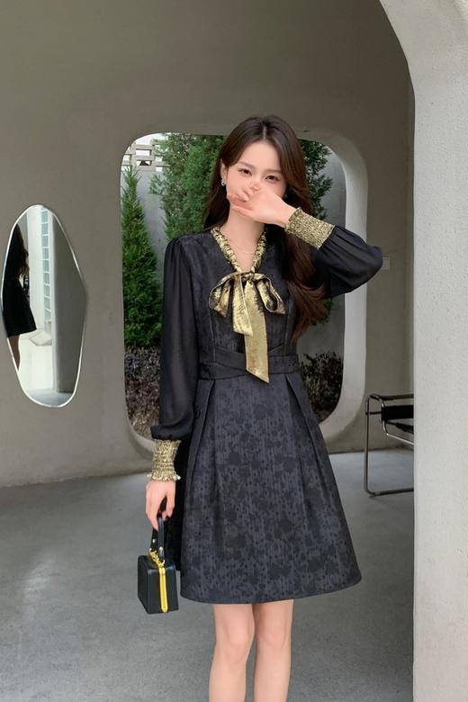 ELLA JADE 精致蝴蝶结拼接式礼服连衣裙 19816 商品图3