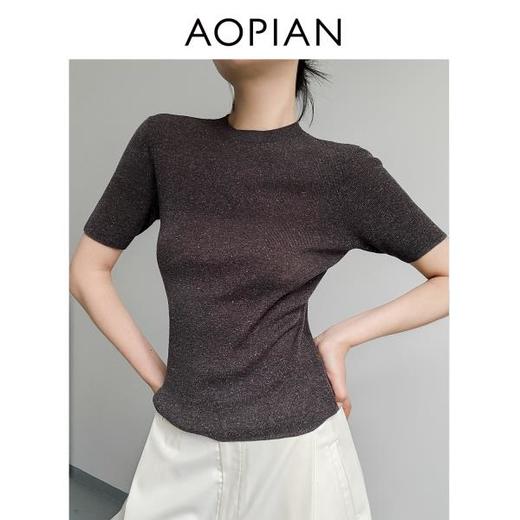 奥篇轻简随性 高弹零压感天丝亚麻短袖针织上衣 商品图1