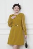 Le Malene 黄绿色拼接式圆领高腰连衣裙 19891 商品缩略图0