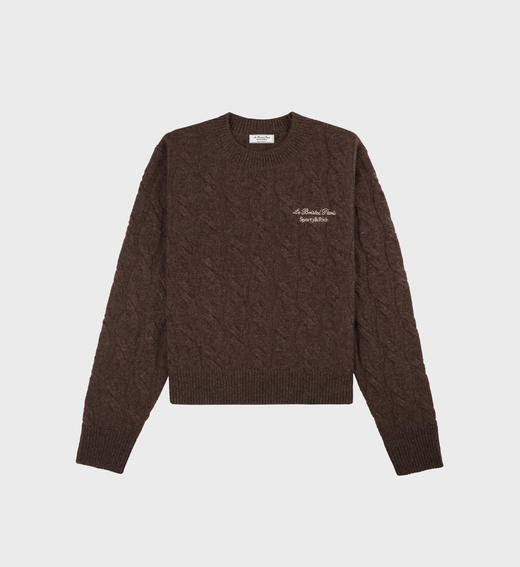 Sporty & Rich - Faubourg Crewneck - Chocolate/Cream - 女装 - 圆领毛衣 - 巧克力色/奶油色 商品图0