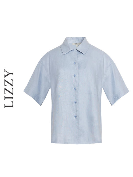 LIZZY简约休闲通勤宽松亚麻百搭短袖衬衣8129 商品图4