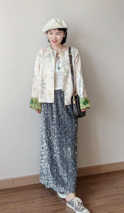 春新品原创重工串珠刺绣提花江南画艺外套 商品图1