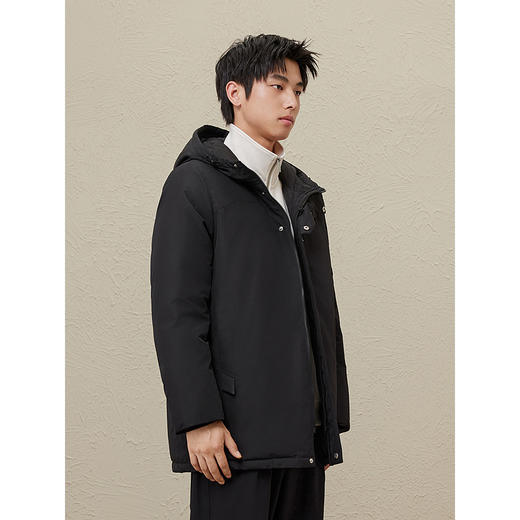 GXG男装  冬季热卖GXG男士纯色休闲百搭连帽中长款羽绒服男外套鸭绒 商品图2