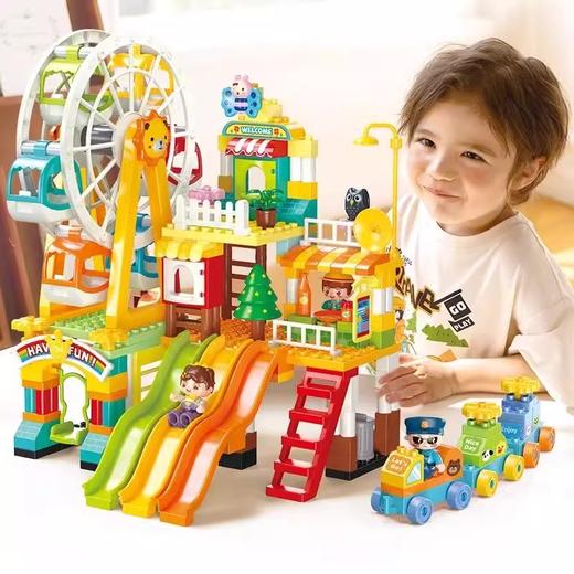 费乐大颗粒积木儿童宝宝益智拼装摩天轮风车滑梯游乐园别墅房玩具 商品图3