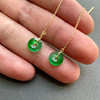 高冰到玻璃种阳绿翡翠平安扣耳线18k黄金镶嵌 商品缩略图5