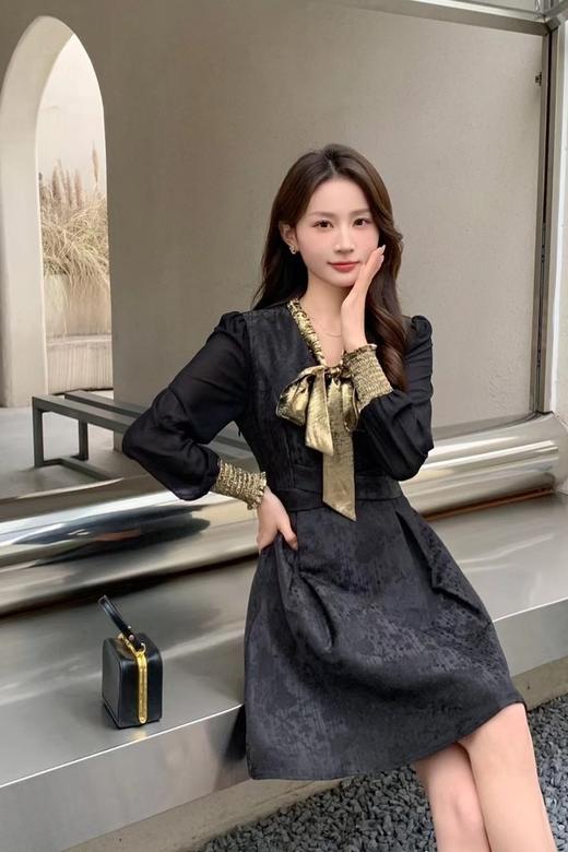 ELLA JADE 精致蝴蝶结拼接式礼服连衣裙 19816 商品图1