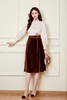 Le Malene 棕色中长款丝绒腰带半裙 19907 商品缩略图1